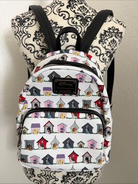 Loungefly White Mini Backpack with Colorful Doghouse Pattern